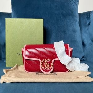 Gucci Supermini GG Marmont red & pink